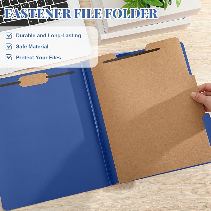 AmazingSpark 12 Pack Dark Blue Classification Folders Letter Size, 1 Divider, 1/3-cut Tab, File Folders with Fasteners, Prongs, Expanding File Organizer Bulk for Office Employee, Coworker, Staff - Image 4