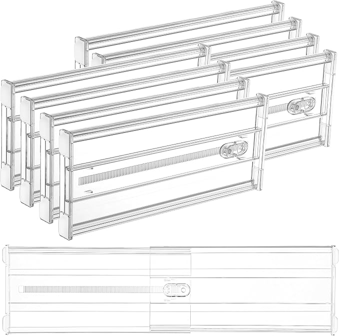 Vtopmart 6" Tall Upgrade Drawer Dividers, 12.8"-22.3" Expandable, 8 Pack | Deep Drawer Organizer, Big Drawer Separator, Clear plastic Adjustable Storage Divider for Dresser, Baby Supplies, Kitchenware by Vtopmart