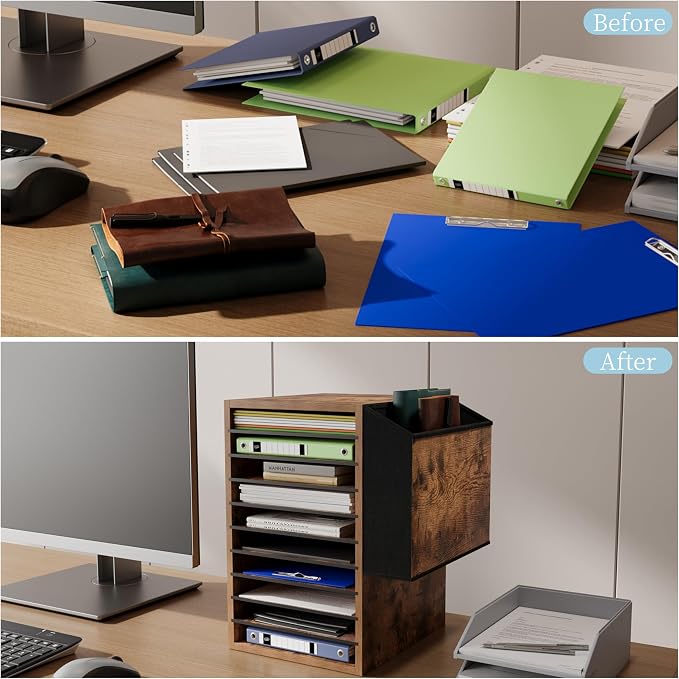 Unionly 10Tier Adjustable Mail Sorter,Wood Paper Organizer for Class,Office | Office Mailbox with name slot,Literature Organizer with side pocket,Wooden File Storage Organizer for school,classroom,office - Image 7