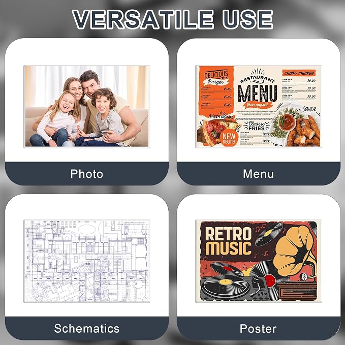 AKONEGE 25Pcs 11" x 17" Rigid Print Protectors Hard Plastic Sleeves for Prints, Menu Cover, Heavy Duty Sheet Poster Protectors Clear Plastic Sleeves for Paper Photos Documents Magazines, Horizontal - Image 5