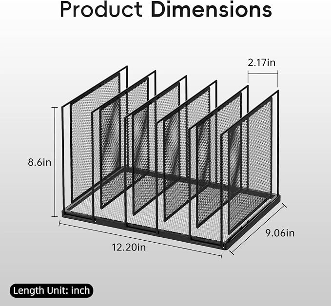 File Organizer for Desk, 5-Section Vertical File Sorter, Paper Holder Organizer Standing Metal File Folder for Office Home Classroom, Black - Image 2