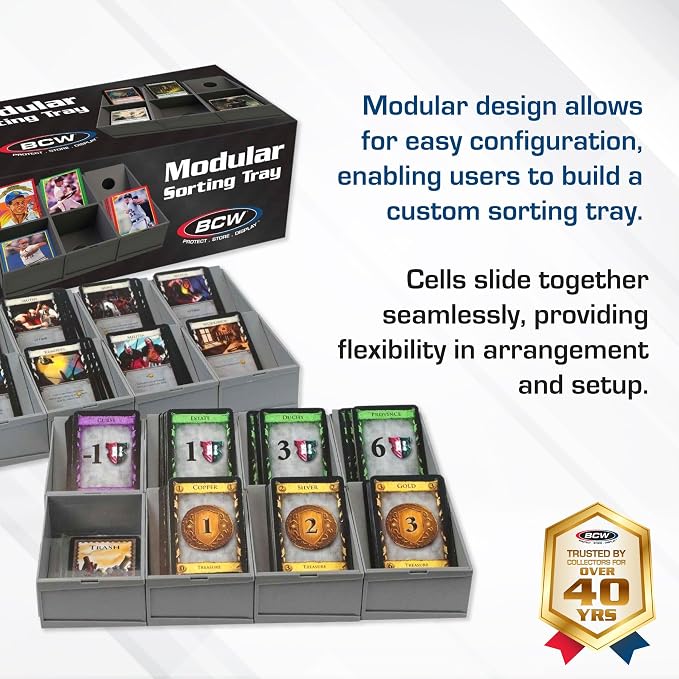 BCW Modular Card Sorting Tray - 2ct | Customizable Display and Storage Grid TCG Sorting Tray | Ideal for Sports Cards, Magic the Gathering, Pokémon, and More - Image 2