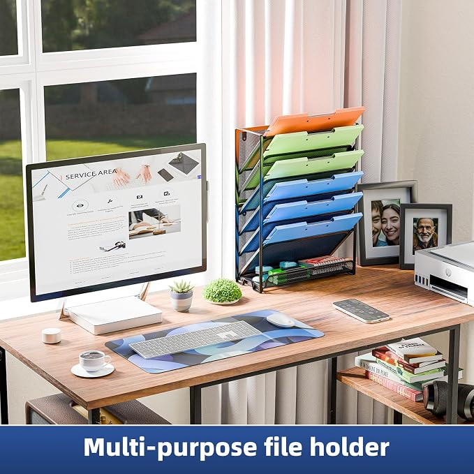 Simple Trending Wall File Organizer, Mesh 7-Tier Vertical Hanging File Holder, Desktop Metal Files Rack for Office and Home, Black - Image 5