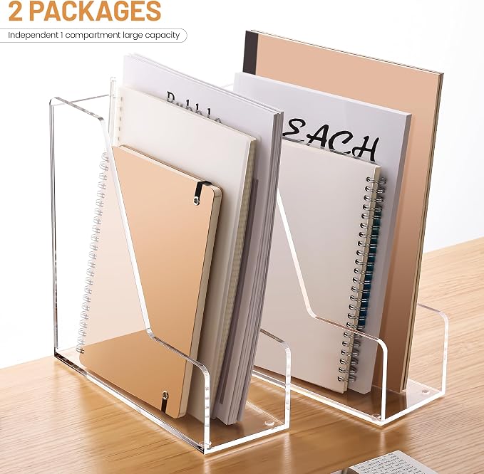 YUXUN Acrylic Magazine File Holder,Clear Desk Organizer File Holder Stand for File/Magazine/Binders/Notebook/Envelopes,Multi-purpose Coloring Comic Book Storage for Home/Office/Classroom Organization - Image 4