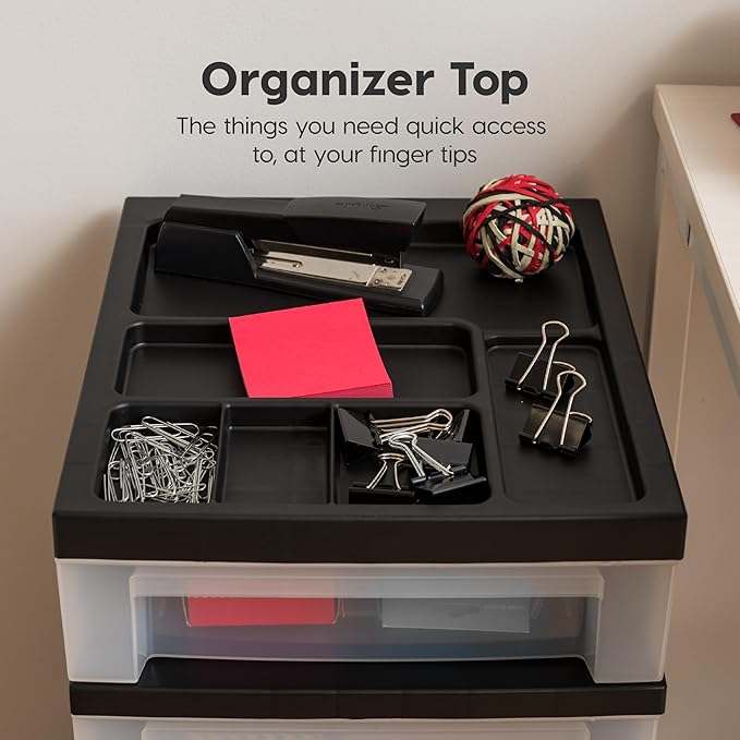 IRIS USA 6-Drawer Rolling Storage Cart, Black/Clear | Keep craft supplies, office essentials, classroom items, and accessories organized with easy-access drawers for daily use - Image 6
