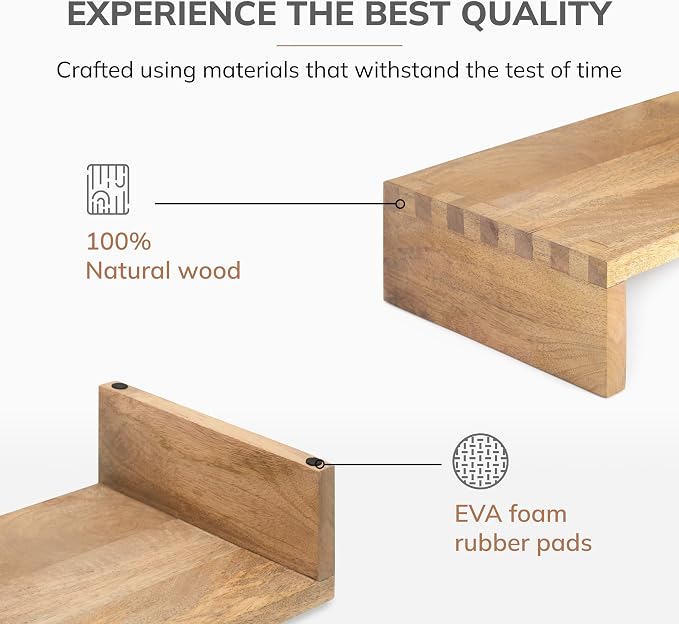 Anji Mountain Wooden Monitor Stand - Elegant Monitor Riser, Perfect Monitor Stand for Desk Organization, Durable Wood Construction monitor stands, Enhances Ergonomics and Workspace Efficiency,Natural - Image 2