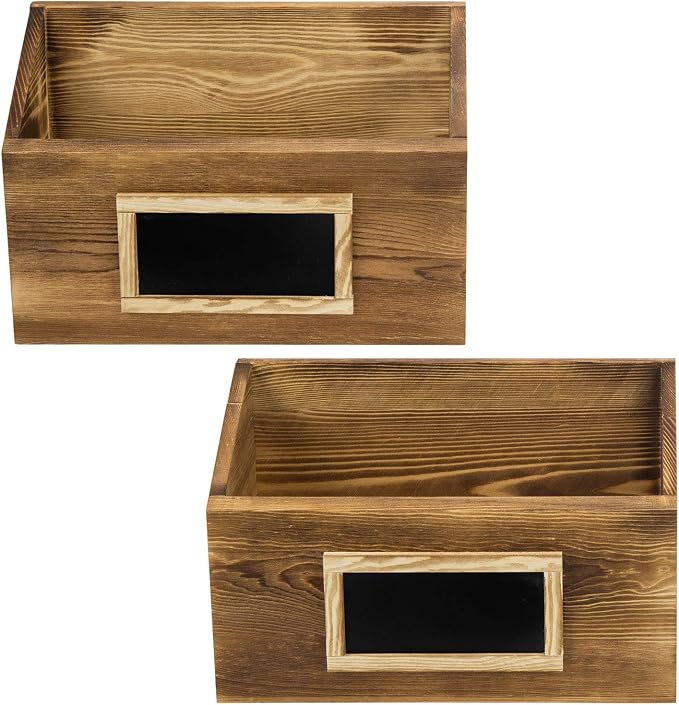 MyGift Rustic Burnt Wood Wall Mounted Mail File Magazine Holder Set of 2 | Burnt Wood Finish, Chalkboard Label, Space Saving Storage, Entryway Organization, Office Document Sorting, Farmhouse Style - Image 5