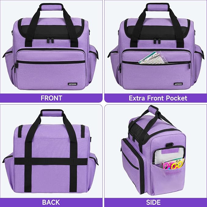 Craft Bag for Scrapbook Supplies, Large Scrapbook Tote with 15.6'' Laptop Sleeve, Art Supply Storage Bag with Multiple Pockets for Scrapbooking Tools, Purple - Image 4