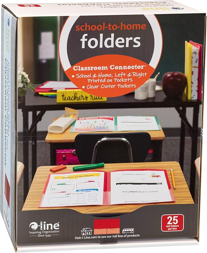 C-Line Classroom Connector School-to-Home Folders,Red,25 per Box (32004),(Pack of 6) - Image 4