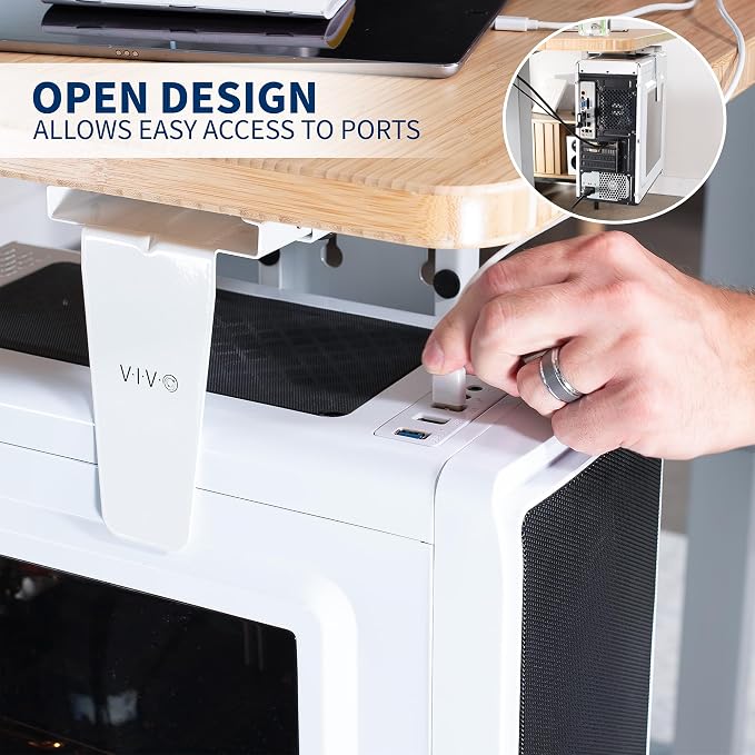 VIVO Adjustable Under Desk and Wall Mount for PC 3.5-7.8 inches Wide, Computer Case CPU Holder with Swivel and Secure Locking, White, MOUNT-PC01W | 3.5 to 7.8 inch Wide Adjustable Computer Mount, CPU Case Machine Holder Stand, Swivel and Secure Locking... - Image 7
