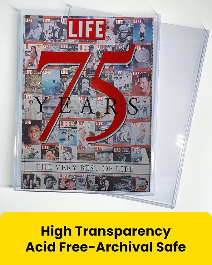 Life Magazine Toploaders 11x14.5 in, 7mm Capacity, 15 Mil 5 Pack | Archival Safe Rigid PVC Hard Magazine Protectors Sheet for Vintage Periodicals, Art Prints, Photo Storage Display, Blue Tint - Image 5