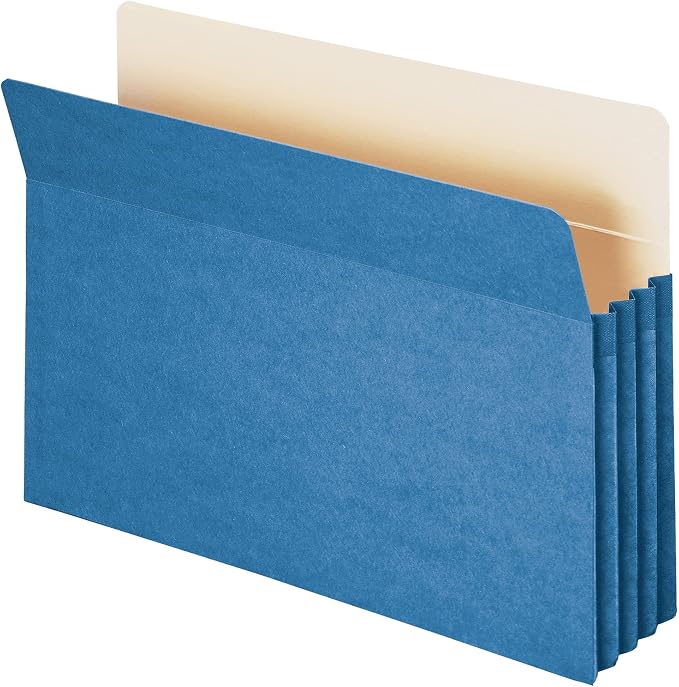 Smead File Pocket, Straight-Cut Tab, 3-1/2" Expansion, Legal Size, Blue, 25 per Box (74225) by SMEAD