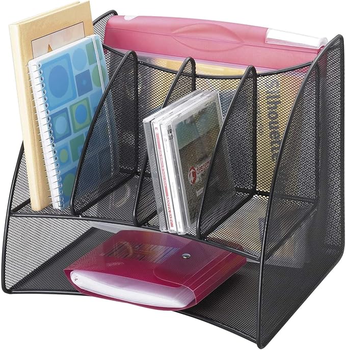 Safco 3261BL Onyx Mesh Corner Organizer - Durable Steel Mesh Corner Storage and Desk Top Organizer. Space Saving, For Home, Office & Classroom Organization, 13" x 15" x 11 , Black - Image 3