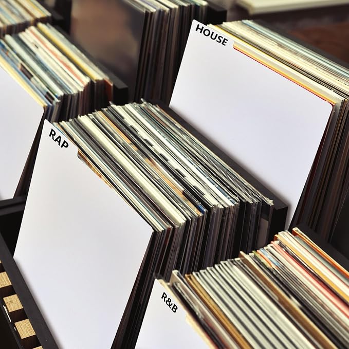 120 Pcs Vinyl Record Dividers Blank LP Divider with 4 Sheets A - Z Alphabet Labels, White Plastic Organizer with Tabs for 33 RPM Storage and Protection - Image 6