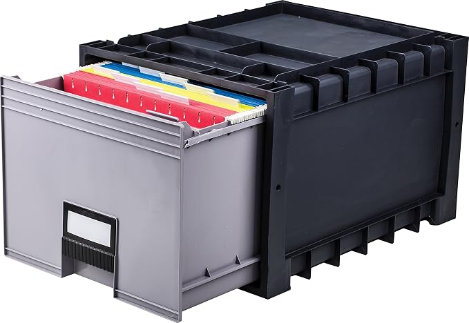 Storex Plastic Archive Storage Drawer with Lock, Letter Size, 18-Inch Drawer, Black (STX61178U01C) - Image 3