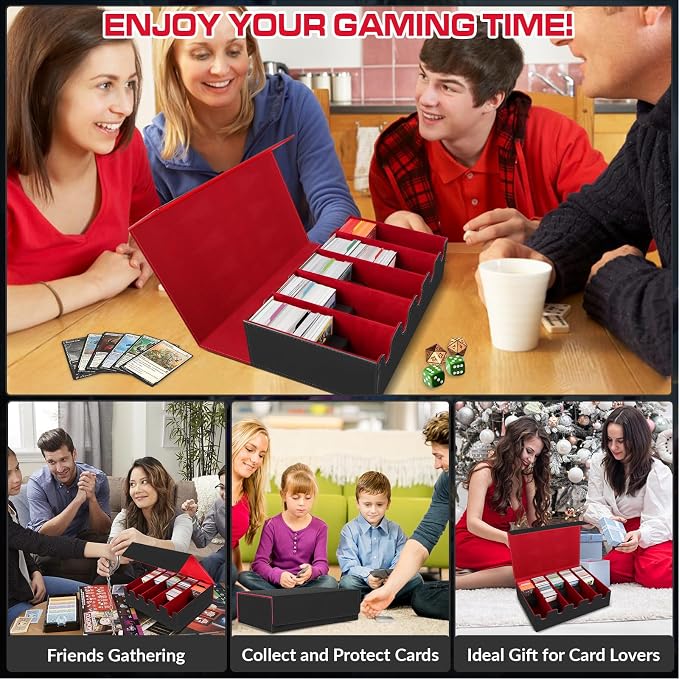 AOBOPLE 3500+ Trading Card Storage Box,Vertical 5-Row and Magnetic Card Box | PU leather Card Storage,48 Dividers + 10 Card Supports, Card Organizer For MTG TCG Commander,Gift For Collectors - Image 7