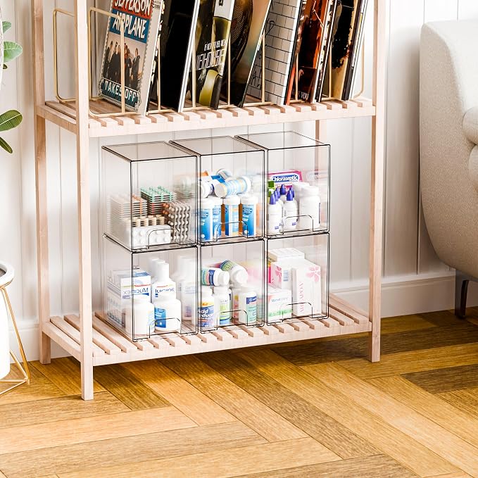 7.6" H Baby Bottle Organizer for Cabinet,4 Pack BPA FREE Bottle Storage Organizer Baby,Clear Stackable Storage Drawers for Makeup,Skincare,Beauty Products Bathroom Closet Organizers and Storage - Image 9