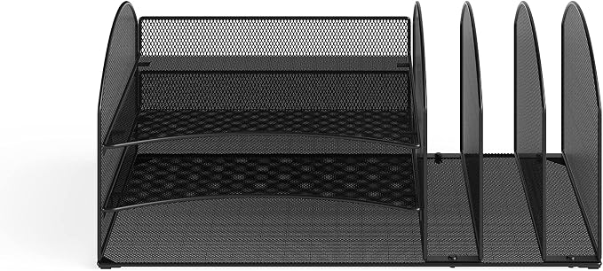 Safco 3213BLKD Onyx Steel Desk Organizer 3 Horizontal, 3 Upright Sections, Perfect for Destkop Ogranization in the Home, Office or Classroom, Black - Image 2