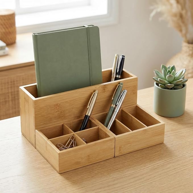 Bamboo Drawer Organizer with Removable Dividers, Fits Kitchens, Bathrooms, Desk, Utensil, Makeup (Natural, S) - Image 8