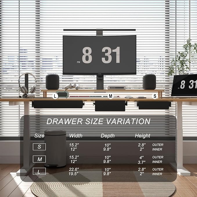 Under Desk Drawer(15.2''x10''x2.8'') with Sliding Pencil Tray, Desk Mounted Sliding Pull-out Drawer for Home Office, Extra Storage Organizer for Sit Stand Workstation - Image 6