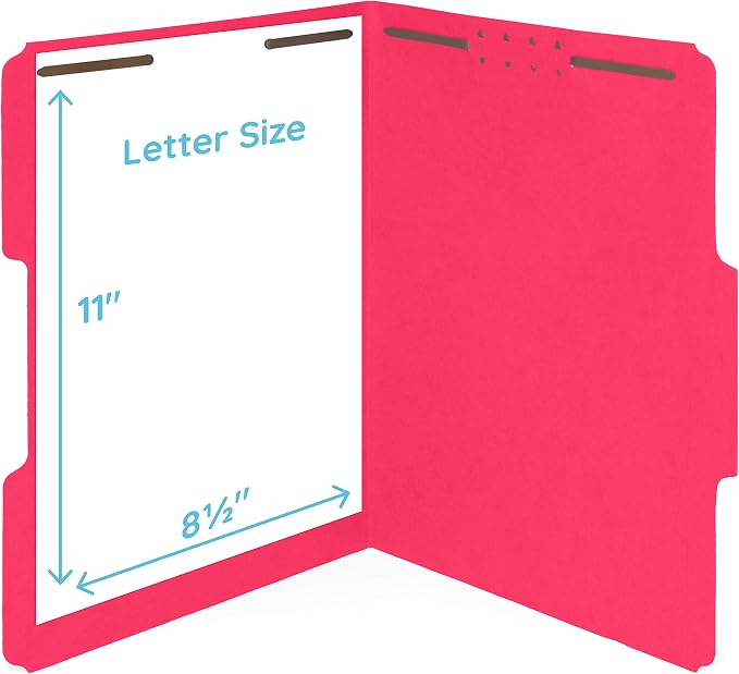 Blue Summit Supplies 50 Red Fastener File Folders, Letter, 1/3 Cut Tab | Durable 11pt red paper, reinforced 1/3 cut tabs, 2 prong fasteners, medical, law client and office files - Image 4