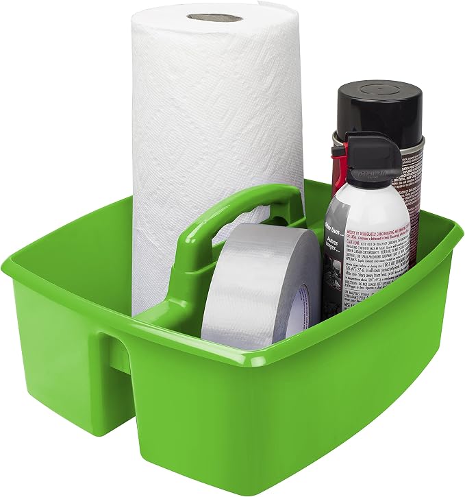 Storex 3-Compartment Small Caddy – Multipurpose Classroom Organizer with Handle, Green, 5-Pack (00951U06C) - Image 8