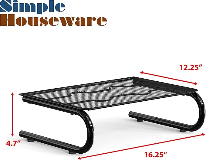 SimpleHouseware Metal Monitor Stand Riser with Drawer + Mesh Monitor Stand Riser - Image 5