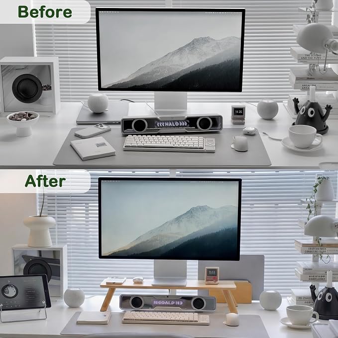 Bamboo Monitor Stand Riser with Cable Routing Slot and Storage | 23.6-inch Wide, Ergonomic Desk Shelf, Natural Wood Desktop Organizer for Monitor Laptop Printer, Home Office Accessory - Image 5