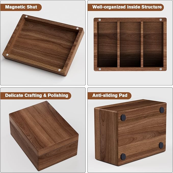 MaxGear Walnut Wood Business Card Organizer for 2.2" x 3.5" Cards | Business Card Holder for Desk, Index Cards Box Holds 300 Cards, Includes A-Z Tabs, Desktop Organizers for Office, Home - Image 8