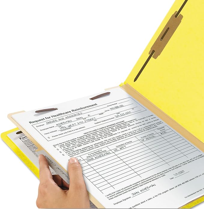 Smead Classification Folder with Prongs, 1 Divider, 2" Fasteners, Letter Size, for Documents Organization, Durable File Organizer for Home, School or Office, Yellow (13704) - Image 2