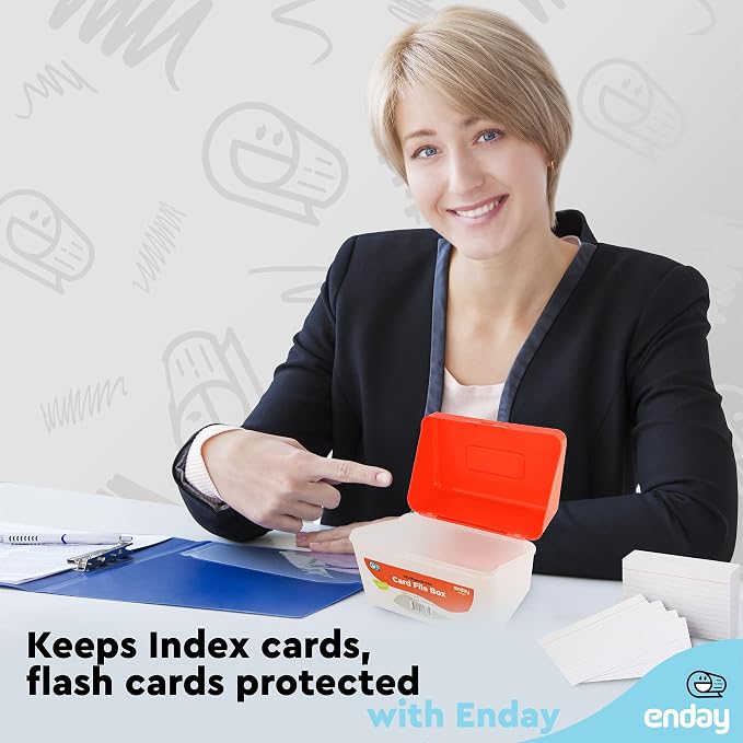 Enday Index Card Box Red 3x5 Index Card Holder, Index Card Organizer, Flash Card Holder, Holds 250 Cards. (36 PC) - Image 6