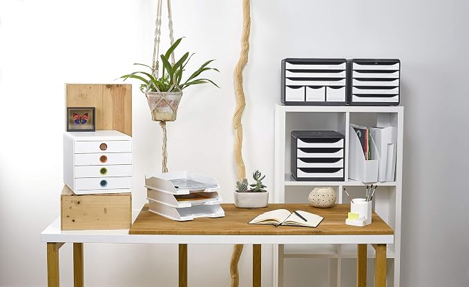 Exacompta - Store-Box Office Plus - 6 Drawer Set - 270 x 355 x 271mm, 3 A4+ Drawers + 3 Accessory Drawers, Stackable, Light Grey - Image 2