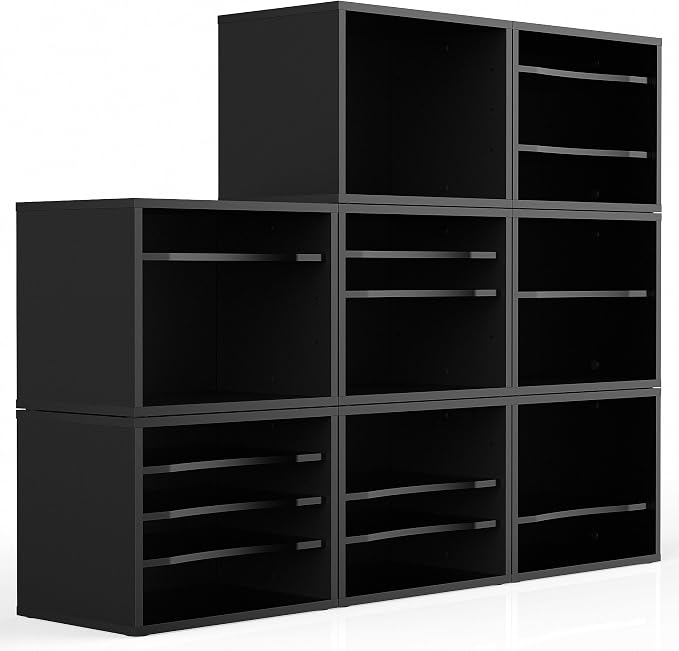 FITUEYES Wood Desk Paper Organizer for Home Office, Black | 4 Tiers Storage, Adjustable Shelves, Desktop File Holder, Document Letter Sorter Tray, Wooden Mail Rack - Image 6
