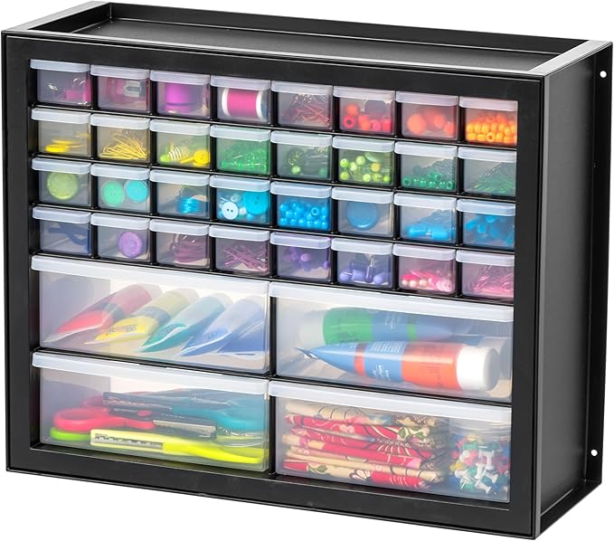 IRIS USA 36-Drawer Storage Cabinet, Garage Tool Screws, Made in USA, Black | Wall mountable, Stackable, Hardware, Electronics, Teacher Toolbox, Small Parts by IRISUSA