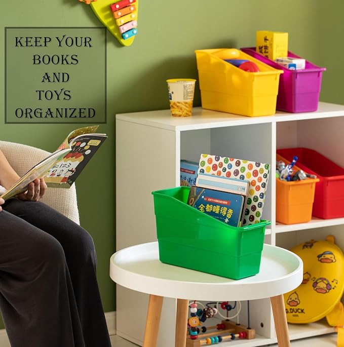 6-pc Assorted Color Plastic Storage Bins Versatile Book Magazine & File Holders for Classroom Office or Home Organization Open Front Desktop Organizers for Supplies Documents & Stationery - Image 5