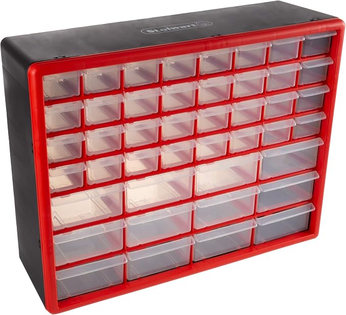 Storage Drawers-44 Compartment Organizer Desktop or Wall Mountable Container for Hardware, Parts, Craft Supplies, Beads, Jewelry, and More by Stalwart by Stalwart
