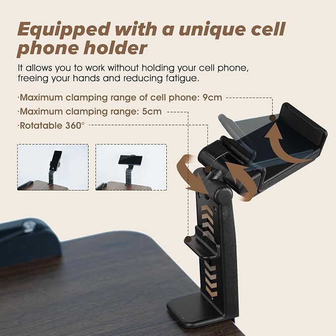 2 in 1 Adjustable Music Stand for Sheet Music, Dual Use Desktop and Floor, Book Stand with Tray & Elastic Page Clips for Music Sheet, Recipe, Tablet, Laptop Height Adjustable 23.5-52 in (Walnut) - Image 6