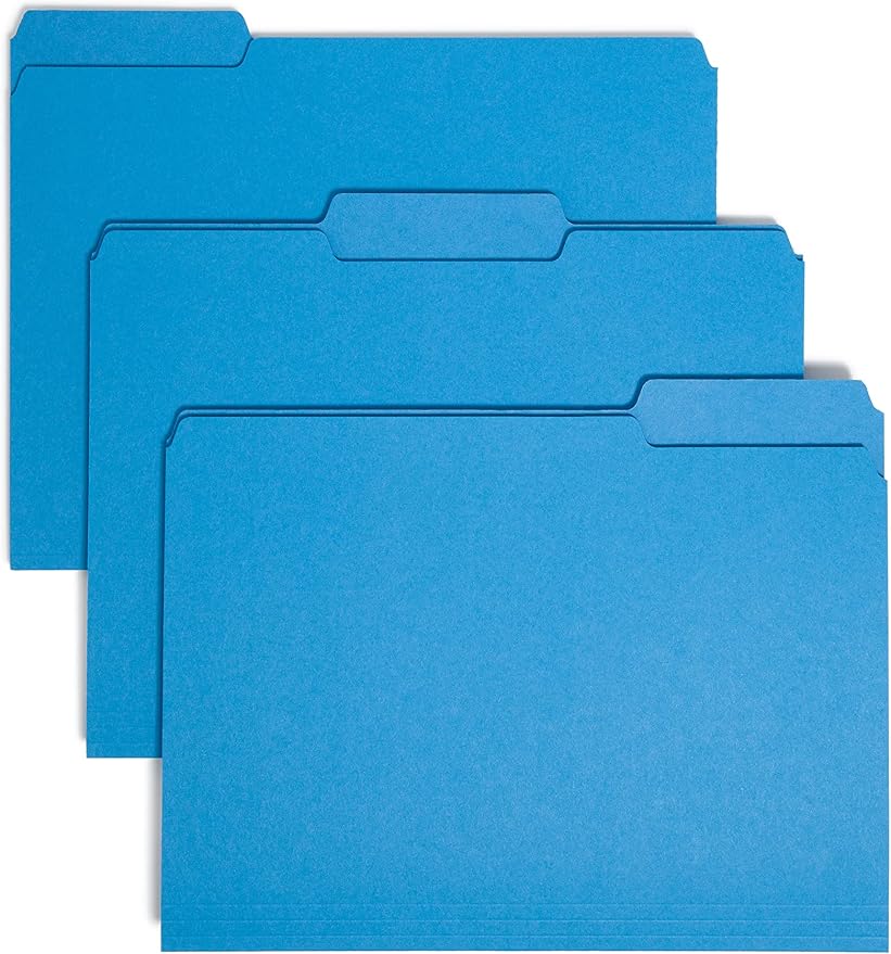 Smead Interior File Folder, 1/3-Cut Tab, Letter Size, Sky Blue, 100 per Box, Expandable File Folders for Filing Cabinet by SMEAD