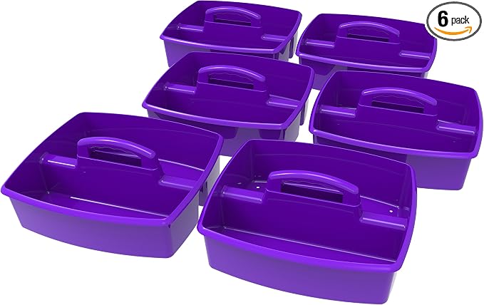 Storex 2-Compartment Large Craft Caddy – Multipurpose Classroom Organizer with Handle, Purple, 6-Pack (00955F06C) by Storex