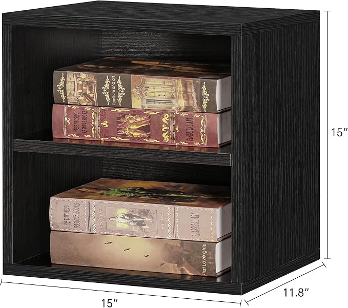 FUSUNBAO DIY Cube Storage Organizer Stackable Cubes for Home Books Clothes Toy -Modular Cubby Storage System-Office Cubical-Bookcase Closet (Black, 1 Layer Cube) - Image 3
