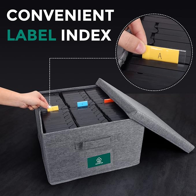 VHS Storage Box with Lid Pack of 3, Practical VHS Storage Case with Index Labels, 14.4 x 13.4 x 8.2 Inches VHS Holder Storage Containers to Store up to 126 VHS Tapes- Gray - Image 3