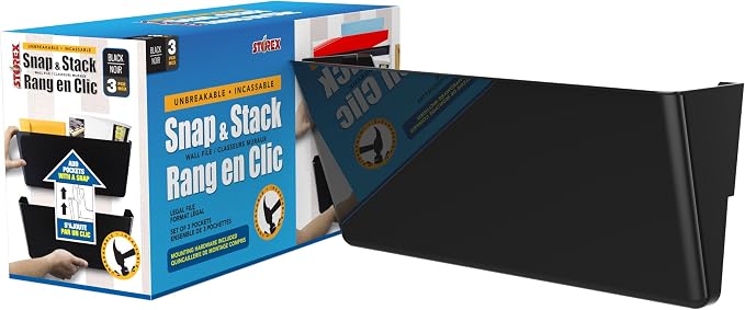 Storex Unbreakable Wall Files, 3-Pack, Legal, Black (Case of 6) - Image 5