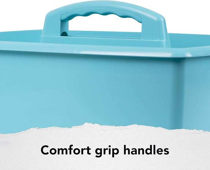 Storex 2-Compartment Large Craft Caddy – Multipurpose Classroom Organizer with Handle, Teal, 1-Pack (00959C06C) - Image 4