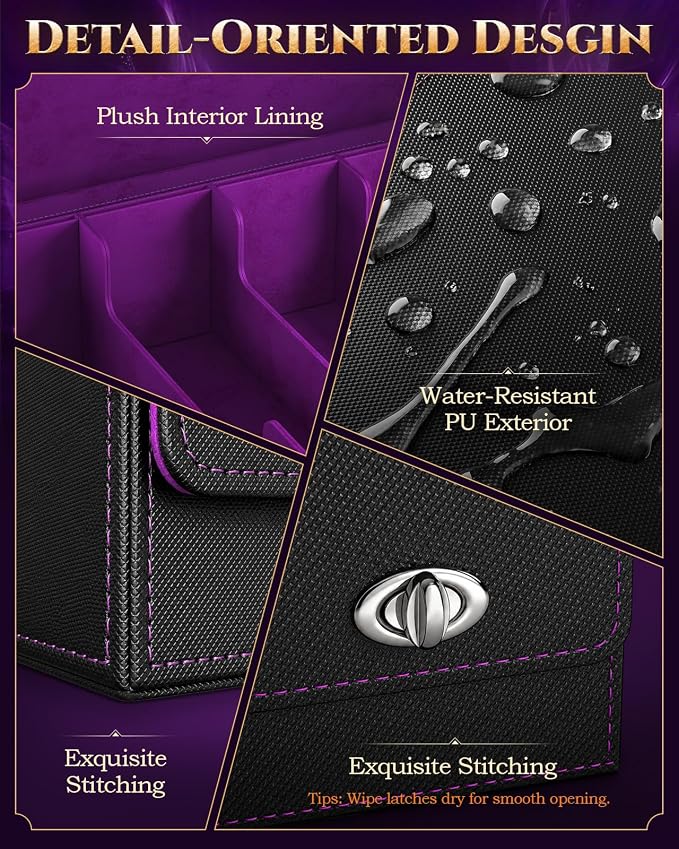 MoKo Trading Card Storage Box for MTG, 3900+Capacity, Black Purple | Card box with Dice Tray, Commander Display & Handle, Top Loaders Organizer Case, For Magic Game, TCG PTCG Sport Cards - Image 6