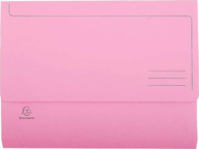 Exacompta - Ref 46778E - Super A4 Document Wallets - 245 x 325mm in Size, Suitable for A4 Documents, 3cm Expansion Gusset, 220gsm Card, PEFC-Certified - Pink (Pack of 50) by +Office+Supplies