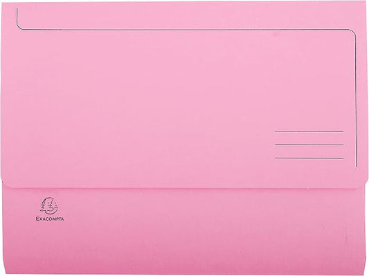 Exacompta - Ref 46778E - Super A4 Document Wallets - 245 x 325mm in Size, Suitable for A4 Documents, 3cm Expansion Gusset, 220gsm Card, PEFC-Certified - Pink (Pack of 50) by +Office+Supplies