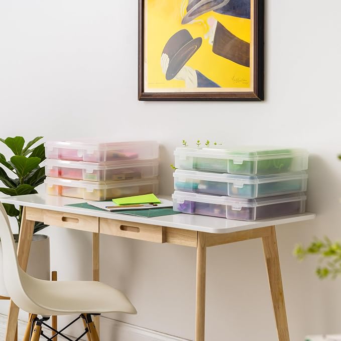 IRIS USA Scrapbook Case |Made in USA| Fits 12"x12" - Thick (6-Pack) - Clear | Portable Plastic Storage Organizers with Built-In Handles for Paper, Art, Board Games, Crafts, Files & Office Supplies - Image 6