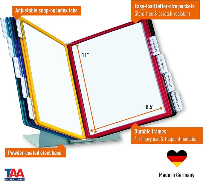 Durable VARIO 20 Pocket Desktop Reference System - Letter Size 10 Double-Sided Panels - Assorted Color Borders (Pack of 6) - Image 3