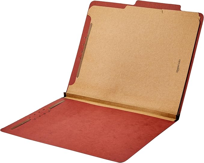 Amazon Basics Classification Folder with Prongs, Pressboard, 2 Dividers, 2-Inch Expansion, Letter Size, Red, Pack of 20, for Organizing Documents - Image 4