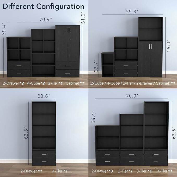 Homes: Inside + Out Apexa 2-Drawer Wooden Stackable Storage Drawers, Small Food Pantry Cabinet, Cajonera De Madera, Underbed Drawer Dorm Teen Room Decor & Bedroom, Home Office, Kitchen, Black - Image 9